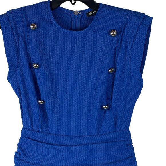 INC International Concepts SZ 6 Cropped Romper Jumpsuit Stretch Pockets Blue - Picture 2 of 8